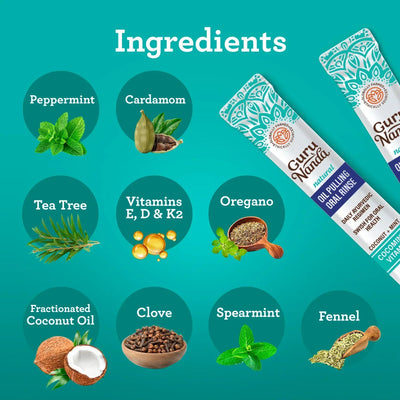 Cocomint Oil Pulling Travel Sachets with Natural Essential Oils & Vitamins Cocomint Oil Pulling Travel Sachets with Natural Essential Oils & Vitamins