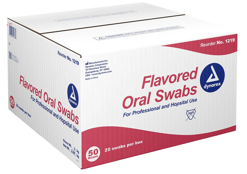 Dynarex Oral Swabsticks, Flavored w/ Dentrifice, 20ea/bx, 50bxs/case (1000 Count) Dynarex Oral Swabsticks, Flavored w/ Dentrifice, 20ea/bx, 50bxs/case (1000 Count)