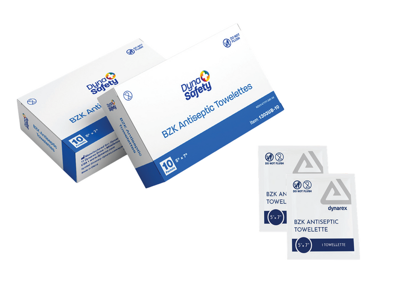 Dynarex BZK Antiseptic Towelettes, 5" x 7", 40ea/bx, 25bxs/case (1000 Count) Dynarex BZK Antiseptic Towelettes, 5" x 7", 40ea/bx, 25bxs/case (1000 Count)