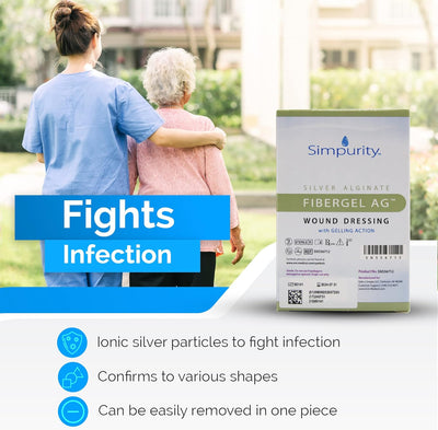 Safe N Simple Simpurity Silver Alginate Fibergel AG Wound Dressing (100 Count) Safe N Simple Simpurity Silver Alginate Fibergel AG Wound Dressing (100 Count)