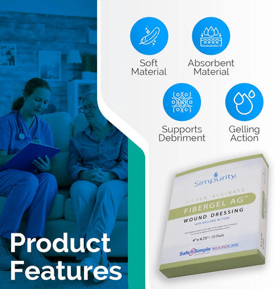 Safe N Simple Simpurity Silver Alginate Fibergel AG Wound Dressing (100 Count) Safe N Simple Simpurity Silver Alginate Fibergel AG Wound Dressing (100 Count)