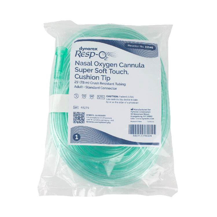 Dynarex Resp-O2 Nasal Oxygen Cannula, Super Soft Touch w/ Cushion Tips (25 Count) Dynarex Resp-O2 Nasal Oxygen Cannula, Super Soft Touch w/ Cushion Tips (25 Count)