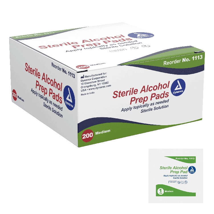 Dynarex Alcohol Prep Pad - Sterile, Medium, 200/bx, 10bxs/case (2000 Count) Dynarex Alcohol Prep Pad - Sterile, Medium, 200/bx, 10bxs/case (2000 Count)