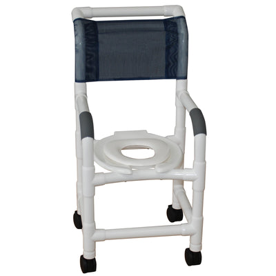 MJM International 115-3-RH Shower chair 15" internal width, for small adult or pediatric needs, 3" twin casters, open front seat and reducer hard seat, 250 lbs weight capacity MJM International 115-3-RH Shower chair 15" internal width, for small adult or pediatric needs, 3" twin casters, open front seat and reducer hard seat, 250 lbs weight capacity