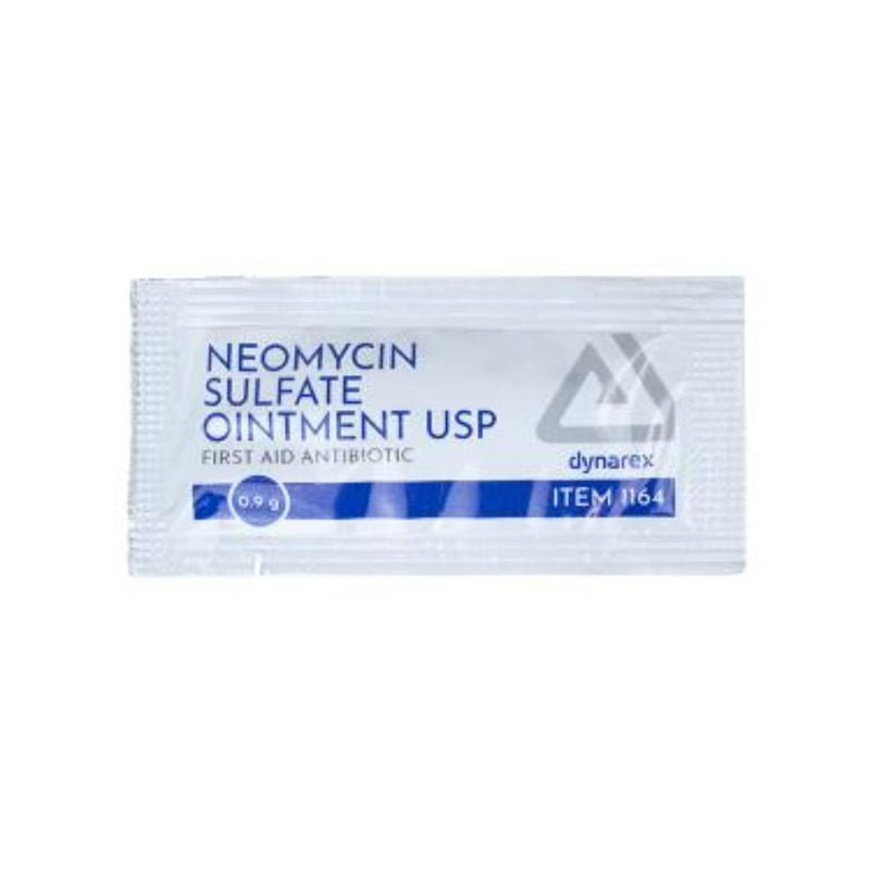Dynarex Neomycin Sulfate Ointment USP 0.9g, 25/bx, 72bxs/case (1800 Count) Dynarex Neomycin Sulfate Ointment USP 0.9g, 25/bx, 72bxs/case (1800 Count)