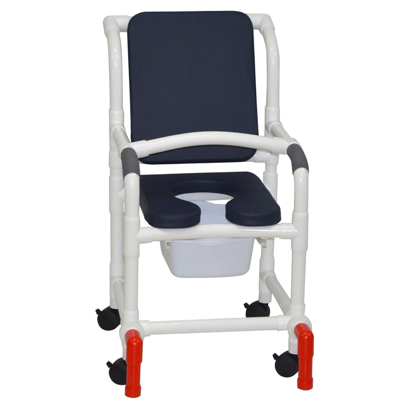 MJM International 118-3-SSDE-CBP-AB-SQ-PAIL-LSB-AT Shower Chair With Soft Seat Deluxe Elongated, Cushion Back, Square Pail, Lap Safety Bar and Anti-Tipper MJM International 118-3-SSDE-CBP-AB-SQ-PAIL-LSB-AT Shower Chair With Soft Seat Deluxe Elongated, Cushion Back, Square Pail, Lap Safety Bar and Anti-Tipper