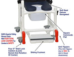 MJM International 118-3TL-SSDE-CBP-AB-DDA-SF-10-QT-C-BB-AT Shower Chair With Total Lock Casters, Soft Seat Deluxe Elongated, Cushion Back, Dual Swing Away Armrests, Sliding Footrest, Square Pail, Safety Belt and Anti-Tippers MJM International 118-3TL-SSDE-CBP-AB-DDA-SF-10-QT-C-BB-AT Shower Chair With Total Lock Casters, Soft Seat Deluxe Elongated, Cushion Back, Dual Swing Away Armrests, Sliding Footrest, Square Pail, Safety Belt and Anti-Tippers