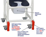 MJM International 118-3TL-SSDE-CBP-AB-10-QT-C-LSB-AT Shower Chair With Total Lock Casters, Soft Seat Deluxe Elongated, Cushion Back, Square Pail, Lap Security Bar and Anti-Tippers MJM International 118-3TL-SSDE-CBP-AB-10-QT-C-LSB-AT Shower Chair With Total Lock Casters, Soft Seat Deluxe Elongated, Cushion Back, Square Pail, Lap Security Bar and Anti-Tippers
