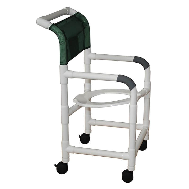 MJM International 118-3TW-TS Shower Chair 18" Internal Width, Open Front Seat, 3" Twin Casters, Seat Tilted 2" Lower In Back, 300 Lbs Weight Capacity MJM International 118-3TW-TS Shower Chair 18" Internal Width, Open Front Seat, 3" Twin Casters, Seat Tilted 2" Lower In Back, 300 Lbs Weight Capacity