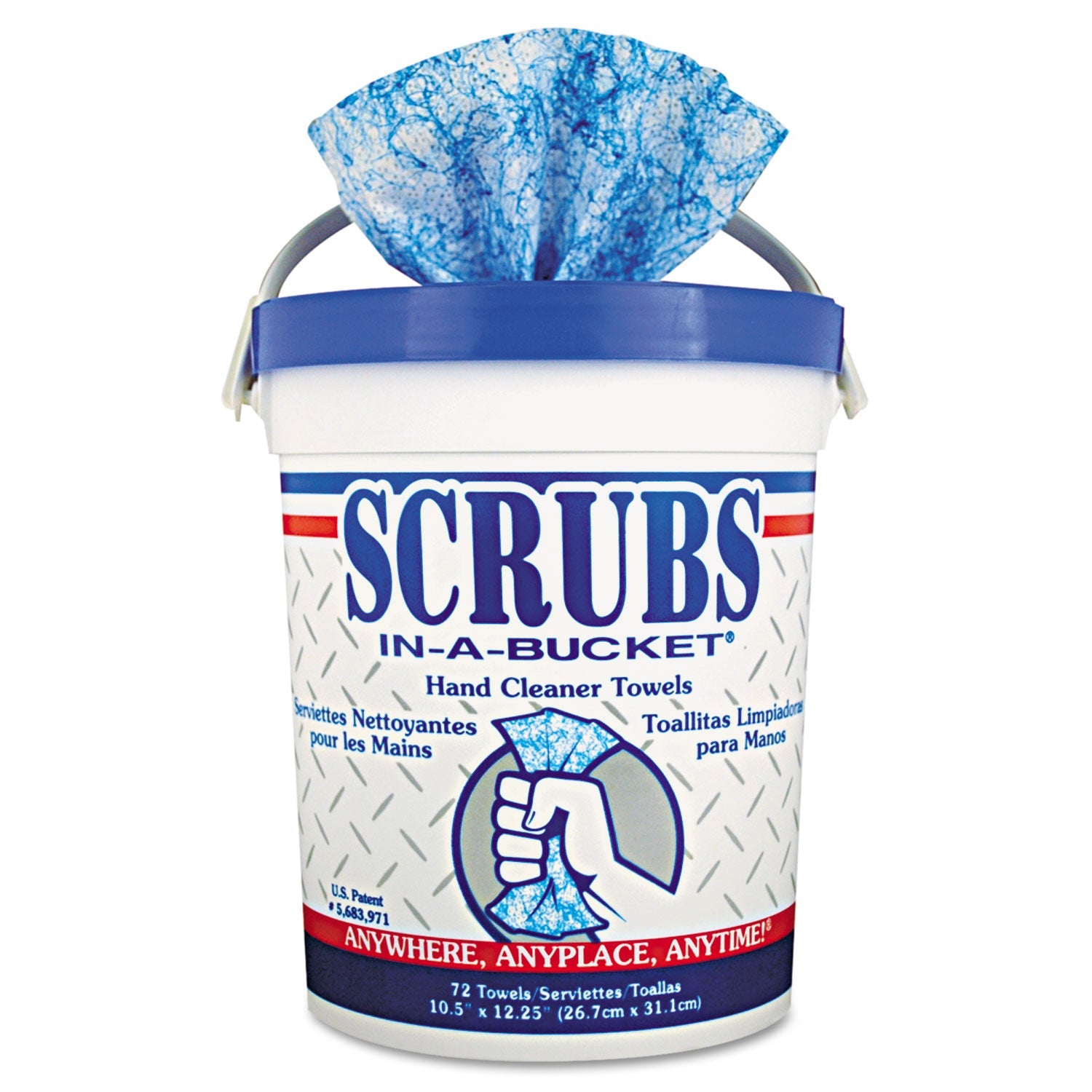 SCRUBS Hand Cleaner Towels, 10 x 12, Citrus, Blue/White, 72/Bucket, 6 Buckets/Carton SCRUBS Hand Cleaner Towels, 10 x 12, Citrus, Blue/White, 72/Bucket, 6 Buckets/Carton