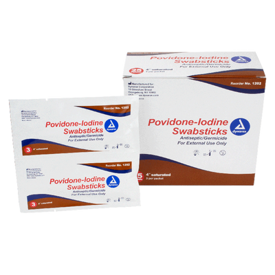 Dynarex Povidone Iodine Swabsticks, 3 Swabsticks per Packet, 10bxs/case (250 Count) Dynarex Povidone Iodine Swabsticks, 3 Swabsticks per Packet, 10bxs/case (250 Count)