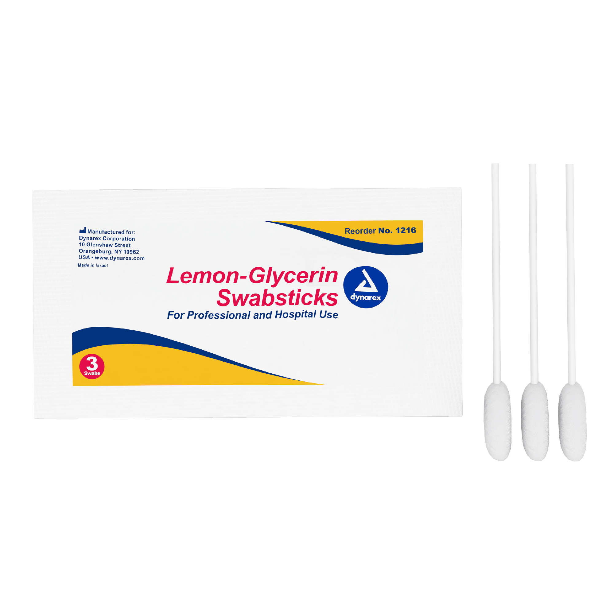 Dynarex Lemon-Glycerin Swabsticks, 3 Swabsticks per Packet, 10bxs/case (250 Count) Dynarex Lemon-Glycerin Swabsticks, 3 Swabsticks per Packet, 10bxs/case (250 Count)