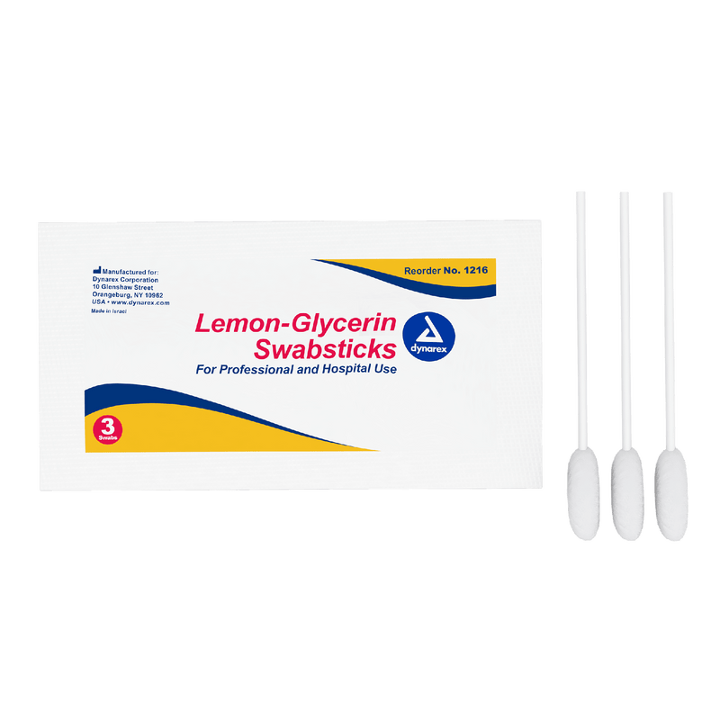 Dynarex Lemon-Glycerin Swabsticks, 3 Swabsticks per Packet, 10bxs/case (250 Count) Dynarex Lemon-Glycerin Swabsticks, 3 Swabsticks per Packet, 10bxs/case (250 Count)