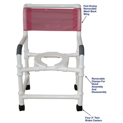 MJM International 122-3TW-KD New Knocked Down Shower Chair 22" Internal Width, Open Front Seat, 3" Twin Casters, 375 Lbs Weight Capacity MJM International 122-3TW-KD New Knocked Down Shower Chair 22" Internal Width, Open Front Seat, 3" Twin Casters, 375 Lbs Weight Capacity