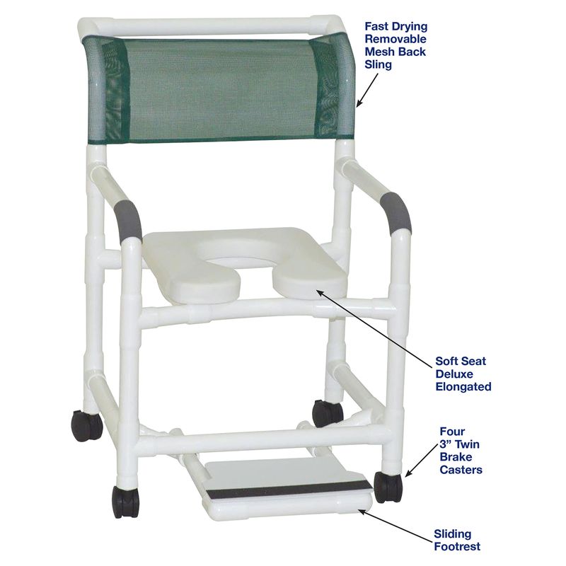MJM International 122-3TW-SSDE-SF Wide Shower Chair 22" Deluxe Elongated Open Front Soft Seat And Slide Out Footrest, 375 Lbs Weight Capacity MJM International 122-3TW-SSDE-SF Wide Shower Chair 22" Deluxe Elongated Open Front Soft Seat And Slide Out Footrest, 375 Lbs Weight Capacity