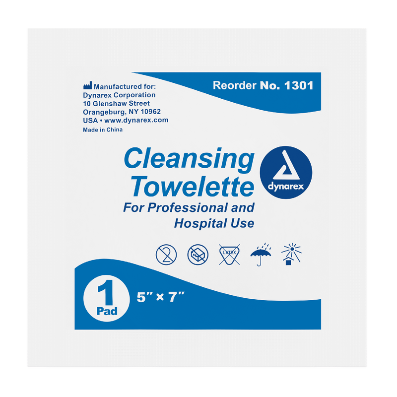 Dynarex Cleansing Towelettes, 5" x 7", 100ea/bx, 10bxs/case (1000 Count) Dynarex Cleansing Towelettes, 5" x 7", 100ea/bx, 10bxs/case (1000 Count)