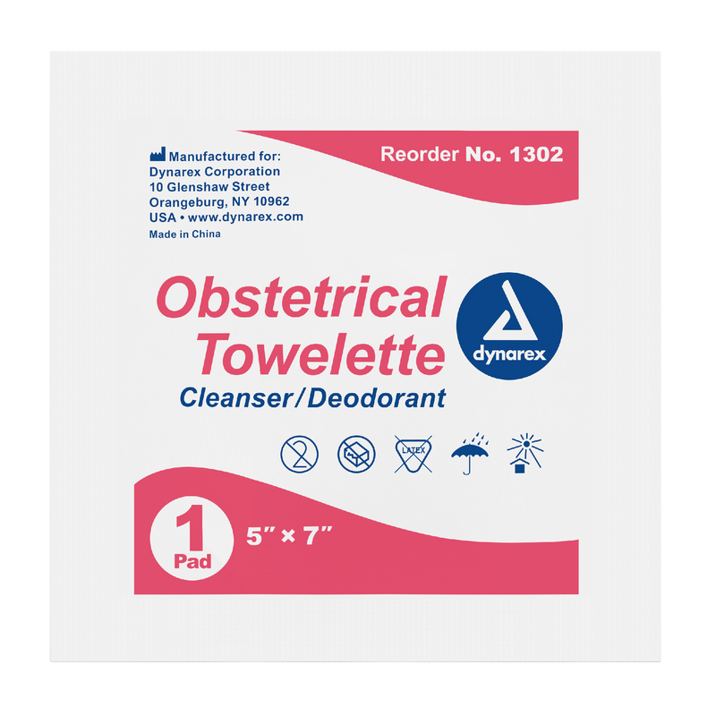 Dynarex Obstetrical Towelettes, 5" x 7", 100ea/bx, 10bxs/case (1000 Count) Dynarex Obstetrical Towelettes, 5" x 7", 100ea/bx, 10bxs/case (1000 Count)