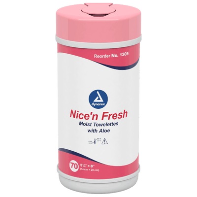 Dynarex Nice'n Fresh Towelette, 5.5" x 8", 18can/case (1260 Count) Dynarex Nice'n Fresh Towelette, 5.5" x 8", 18can/case (1260 Count)
