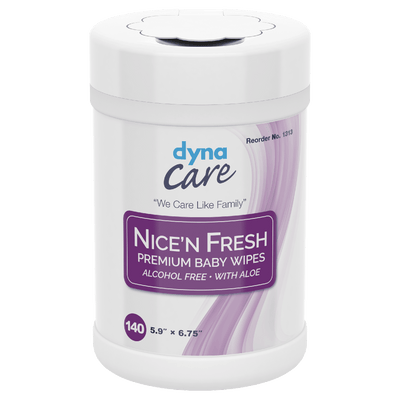 DynaCare Nice'n Fresh Premium Baby Wipes Scented, 6" x 6.75", 12can/case (1680 Count) DynaCare Nice'n Fresh Premium Baby Wipes Scented, 6" x 6.75", 12can/case (1680 Count)