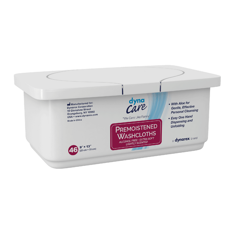 Dynarex Premoistened Adult Washcloths, 9" x 13" Tub, 12tub/case (552 Count) Dynarex Premoistened Adult Washcloths, 9" x 13" Tub, 12tub/case (552 Count)