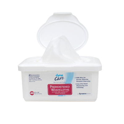 Dynarex Premoistened Adult Washcloths, 9" x 13" Tub, 12tub/case (552 Count) Dynarex Premoistened Adult Washcloths, 9" x 13" Tub, 12tub/case (552 Count)