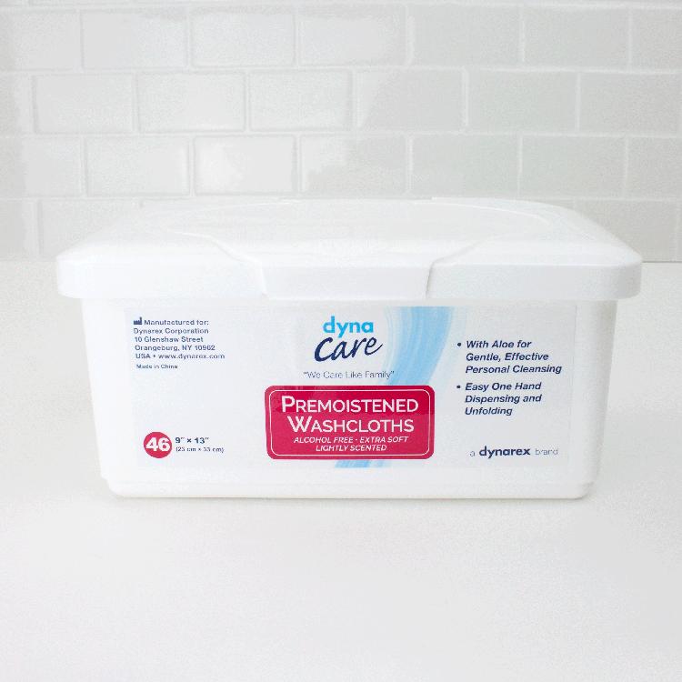 Dynarex Premoistened Adult Washcloths, 9" x 13" Tub, 12tub/case (552 Count) Dynarex Premoistened Adult Washcloths, 9" x 13" Tub, 12tub/case (552 Count)