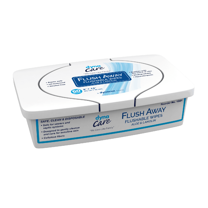 DynaCare Flushable Wipes - Adult, 9" x 13" Tub, 9tubs/case (540 Count) DynaCare Flushable Wipes - Adult, 9" x 13" Tub, 9tubs/case (540 Count)