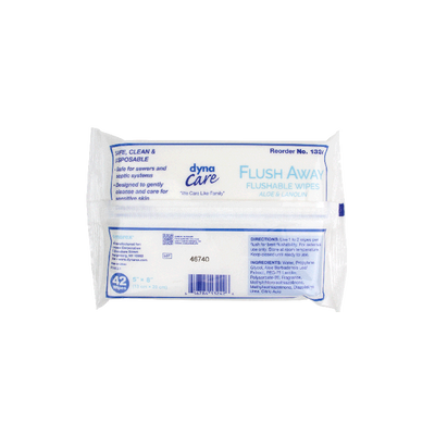 DynaCare Flushable Wipes - Junior, 5" x 8" Soft Pack, 12pks/case (504 Count) DynaCare Flushable Wipes - Junior, 5" x 8" Soft Pack, 12pks/case (504 Count)