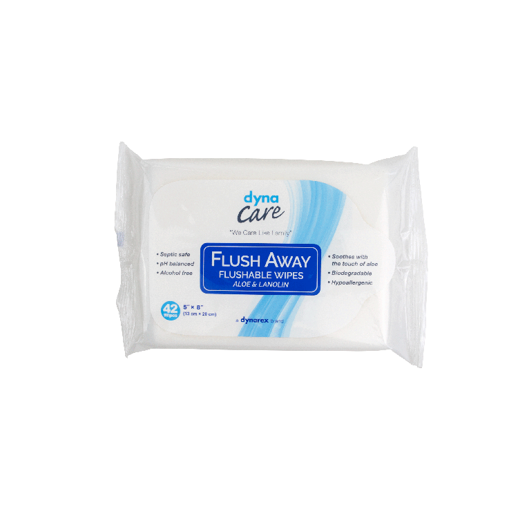 DynaCare Flushable Wipes - Junior, 5" x 8" Soft Pack, 12pks/case (504 Count) DynaCare Flushable Wipes - Junior, 5" x 8" Soft Pack, 12pks/case (504 Count)