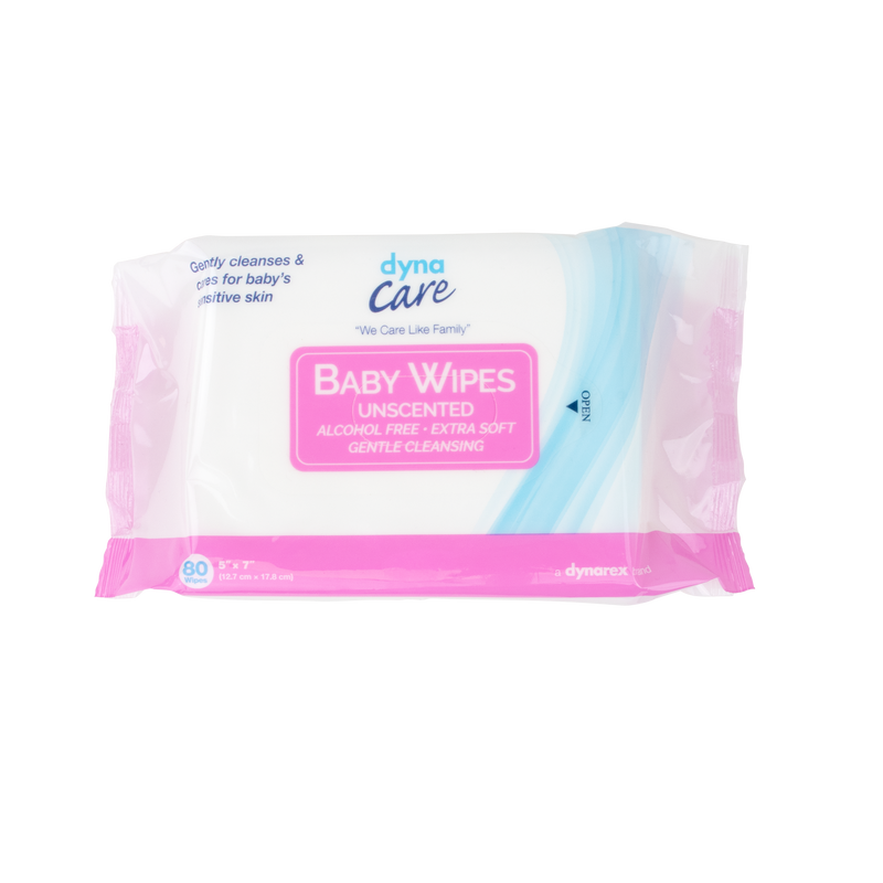 DynaCare Baby Wipes unscented w/ Resealable Label, 5" x 7", 24pks/case (1920 Count) DynaCare Baby Wipes unscented w/ Resealable Label, 5" x 7", 24pks/case (1920 Count)