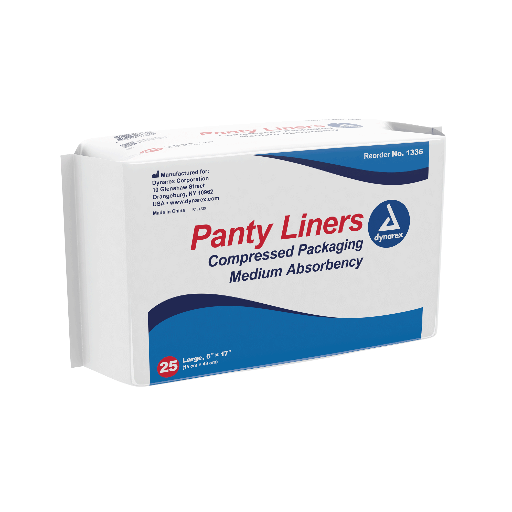 Dynarex Panty Liners w/ Adhesive Tab, 6" x 17", 25ea/bx, 10bxs/case (250 Count) Dynarex Panty Liners w/ Adhesive Tab, 6" x 17", 25ea/bx, 10bxs/case (250 Count)