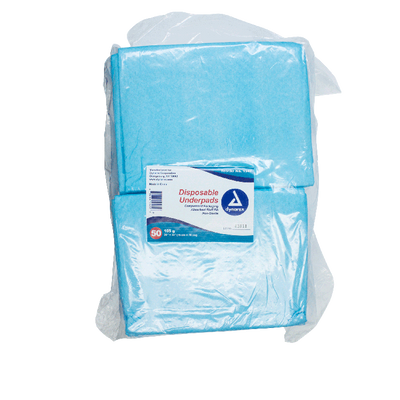 Dynarex Disposable Underpads w/ Polymer, 30" x 30" (105 g), 50ea/bag, 2bags/case (100 Count) Dynarex Disposable Underpads w/ Polymer, 30" x 30" (105 g), 50ea/bag, 2bags/case (100 Count)