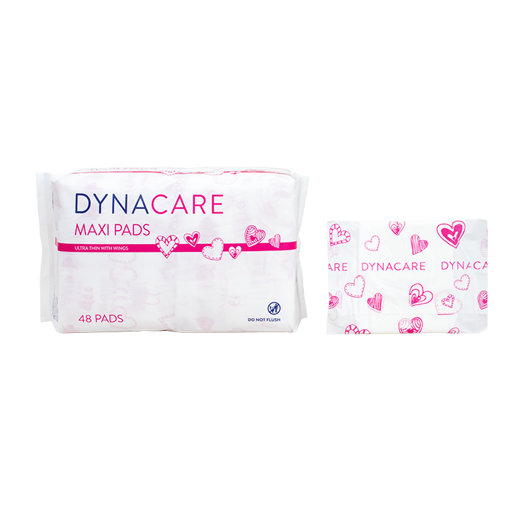 Dynacare Maxi Pads Ultra Thin with Wings, 48ea/bx, 2bxs/cs (96 Count) Dynacare Maxi Pads Ultra Thin with Wings, 48ea/bx, 2bxs/cs (96 Count)