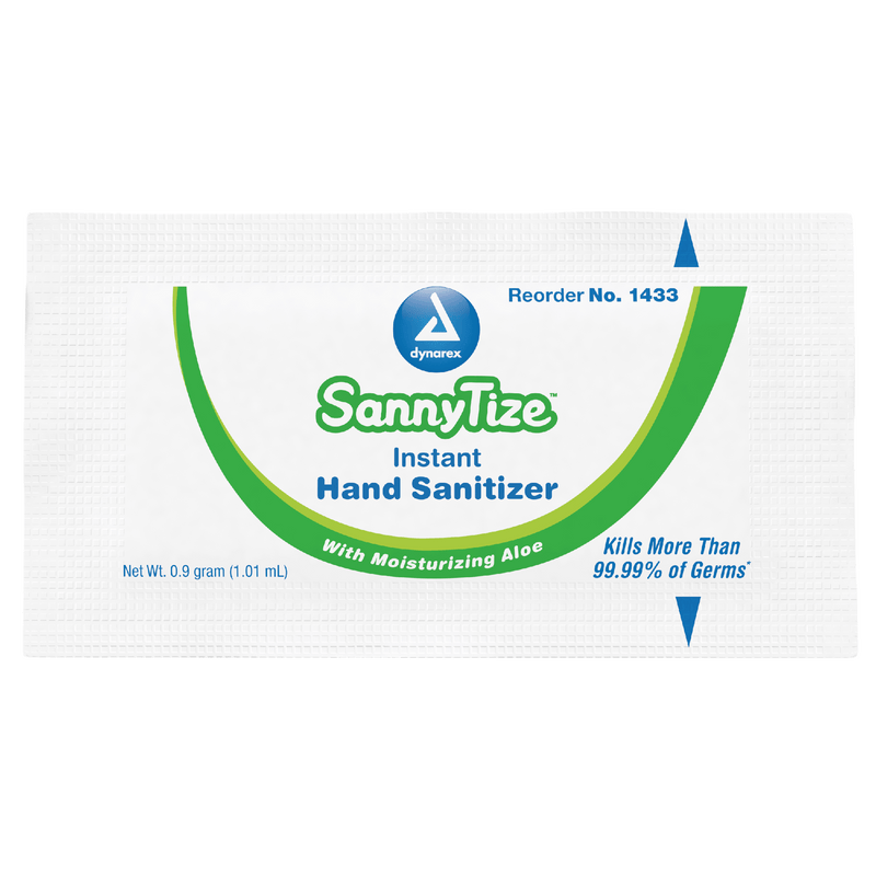 Dynarex SannyTize Instant Hand Sanitizer, 0.9 g Packet, 144ea/bx, 12bxs/case (1728 Count) Dynarex SannyTize Instant Hand Sanitizer, 0.9 g Packet, 144ea/bx, 12bxs/case (1728 Count)