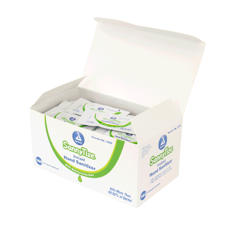 Dynarex SannyTize Instant Hand Sanitizer, 0.9 g Packet, 144ea/bx, 12bxs/case (1728 Count) Dynarex SannyTize Instant Hand Sanitizer, 0.9 g Packet, 144ea/bx, 12bxs/case (1728 Count)