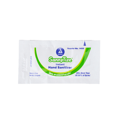Dynarex SannyTize Instant Hand Sanitizer, 0.9 g Packet, 144ea/bx, 12bxs/case (1728 Count) Dynarex SannyTize Instant Hand Sanitizer, 0.9 g Packet, 144ea/bx, 12bxs/case (1728 Count)