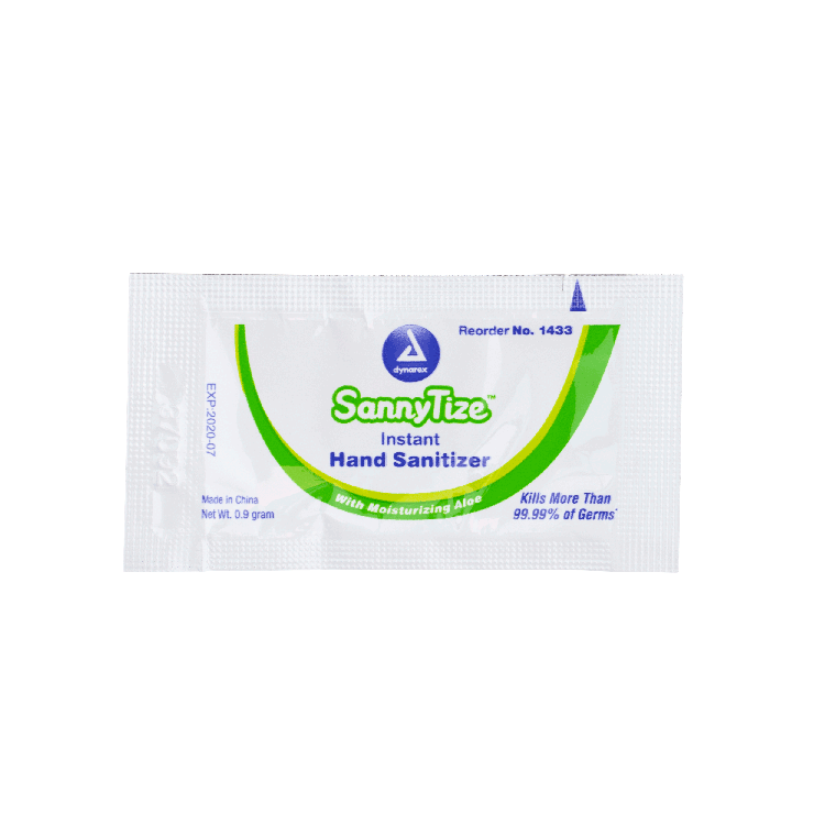 Dynarex SannyTize Instant Hand Sanitizer, 0.9 g Packet, 144ea/bx, 12bxs/case (1728 Count) Dynarex SannyTize Instant Hand Sanitizer, 0.9 g Packet, 144ea/bx, 12bxs/case (1728 Count)