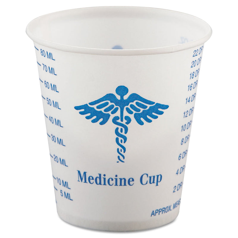 Dart Paper Medical and Dental Graduated Cups, 3 oz, White/Blue, 100/Bag, 50 Bags/Carton Dart Paper Medical and Dental Graduated Cups, 3 oz, White/Blue, 100/Bag, 50 Bags/Carton