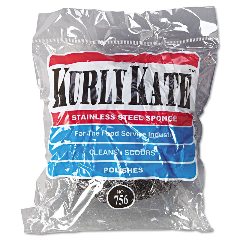 Kurly Kate Stainless Steel Scrubbers, Large, 4 x 4, Steel Gray, 12 Scrubbers/Pack, 6 Packs/Carton Kurly Kate Stainless Steel Scrubbers, Large, 4 x 4, Steel Gray, 12 Scrubbers/Pack, 6 Packs/Carton