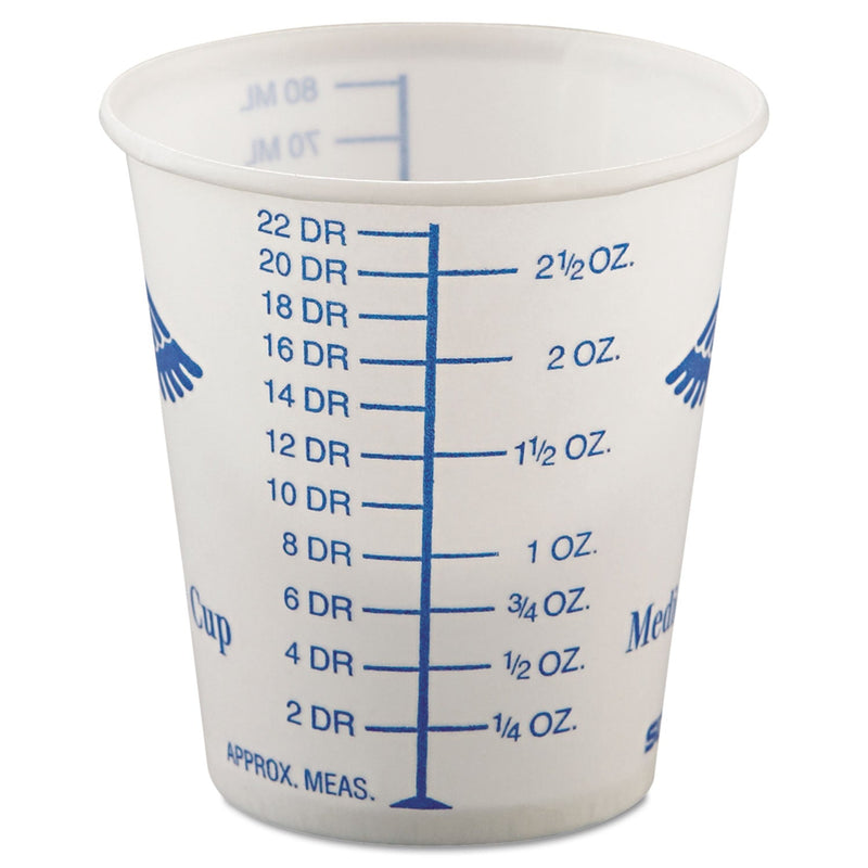 Dart Paper Medical and Dental Graduated Cups, 3 oz, White/Blue, 100/Bag, 50 Bags/Carton Dart Paper Medical and Dental Graduated Cups, 3 oz, White/Blue, 100/Bag, 50 Bags/Carton
