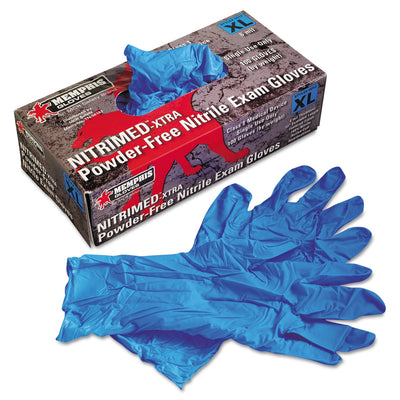 MCR Nitri-Med Disposable Nitrile Gloves, Blue, X-Large, 100/Box MCR Nitri-Med Disposable Nitrile Gloves, Blue, X-Large, 100/Box