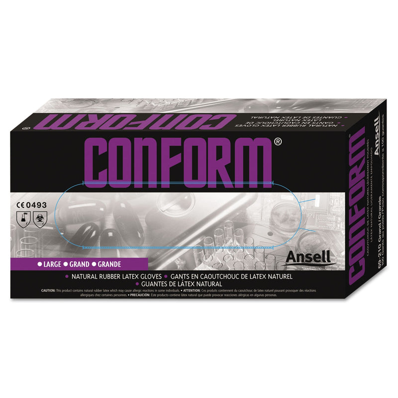 AnsellPro Conform Natural Rubber Latex Gloves, 5 mil, Medium, 100/Box AnsellPro Conform Natural Rubber Latex Gloves, 5 mil, Medium, 100/Box