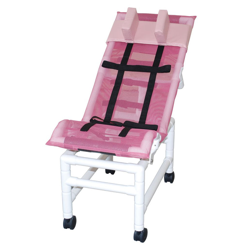MJM International 191-LC-HB Reclining bath / shower chair (LARGE), with dual base & casters, head bolster, 180 lbs weight capacity MJM International 191-LC-HB Reclining bath / shower chair (LARGE), with dual base & casters, head bolster, 180 lbs weight capacity