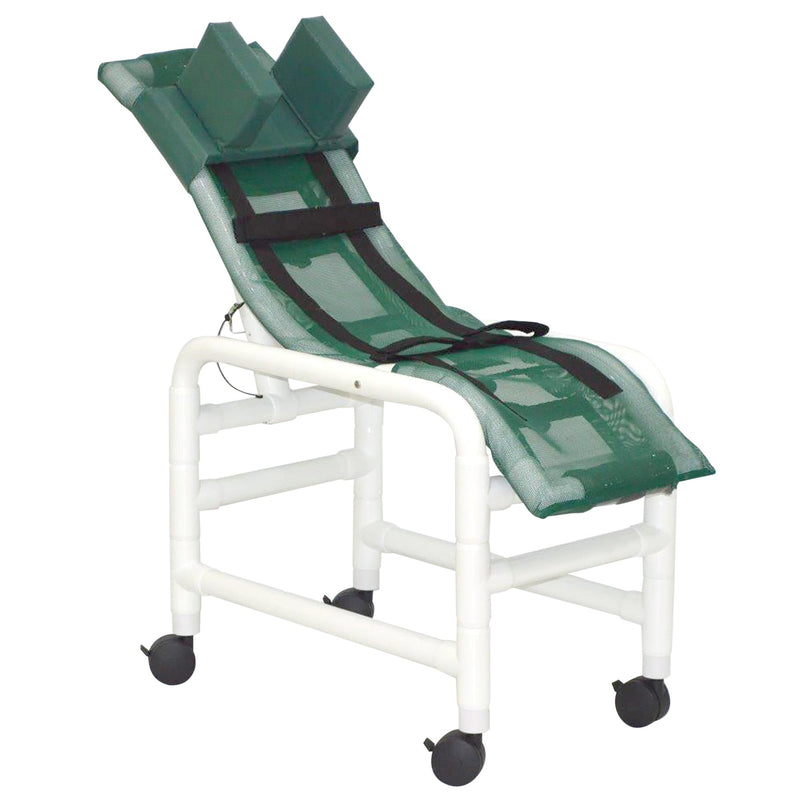 MJM International 191-MC-HB Reclining bath / shower chair (MEDIUM), with base & casters, with head bolster, 130 lbs weight capacity MJM International 191-MC-HB Reclining bath / shower chair (MEDIUM), with base & casters, with head bolster, 130 lbs weight capacity