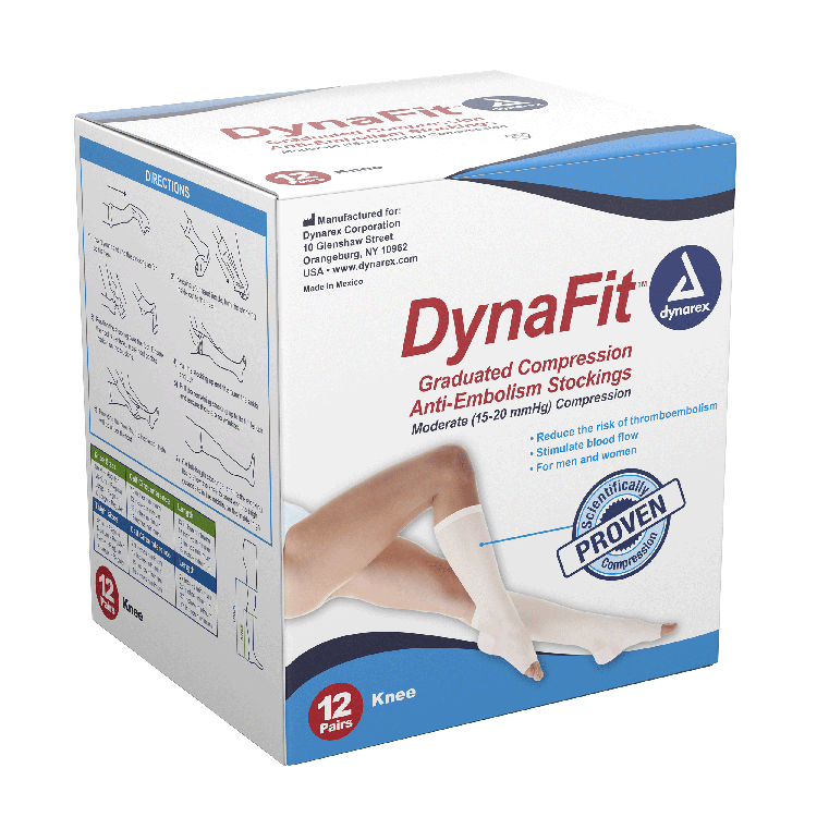 Dynarex DynaFit Compression Stockings - Knee, Medium, 12pairs/bx, 5bxs/case (60 Pairs) Dynarex DynaFit Compression Stockings - Knee, Medium, 12pairs/bx, 5bxs/case (60 Pairs)