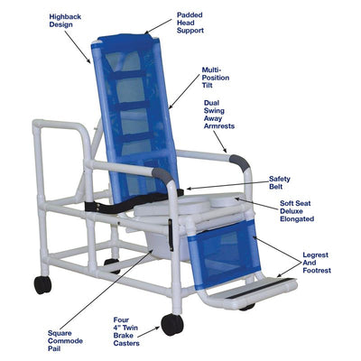 MJM International 193-TIS-SQ-PAIL Tilt "N" Space Shower Chair With Open Front Soft Seat, Buckle Safety Belt And Double Drop Arms, 250 Lbs Weight Capacity MJM International 193-TIS-SQ-PAIL Tilt "N" Space Shower Chair With Open Front Soft Seat, Buckle Safety Belt And Double Drop Arms, 250 Lbs Weight Capacity