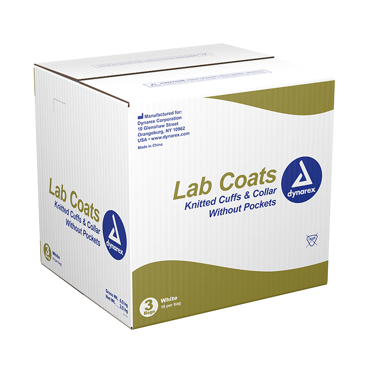 Dynarex Lab Coat w/out Pockets - 10ea/bx, 3bxs/cs (30 Count) Dynarex Lab Coat w/out Pockets - 10ea/bx, 3bxs/cs (30 Count)
