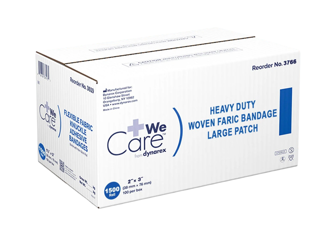 Dynarex Heavy Duty Woven Fabric Bandage - Large Patch 2" x 3" (1500 Count) Dynarex Heavy Duty Woven Fabric Bandage - Large Patch 2" x 3" (1500 Count)