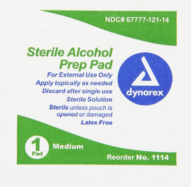 Dynarex Alcohol Prep Pad - Sterile, Medium, 100/bx, 20bxs/case (2000 Count) Dynarex Alcohol Prep Pad - Sterile, Medium, 100/bx, 20bxs/case (2000 Count)
