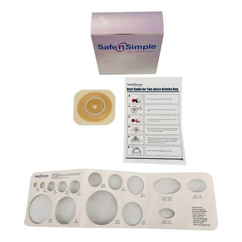 Safe N Simple 2-Piece Wafer Extended Wear with Solid Hydrocolloid 45mm 1 3/4" Flange Cut to Fit (40 Count) Safe N Simple 2-Piece Wafer Extended Wear with Solid Hydrocolloid 45mm 1 3/4" Flange Cut to Fit (40 Count)
